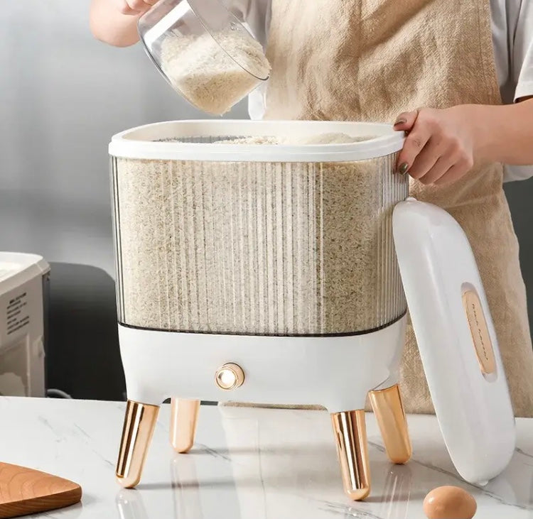 Rice Storage Box, Household Large Capacity Rice Bucket Dispenser, Transparent Rice Sealed Storage Organizer Rice Storage Box, Household Large Capacity Rice Bucket Dispenser, Transparent Rice Sealed Storage Organizer